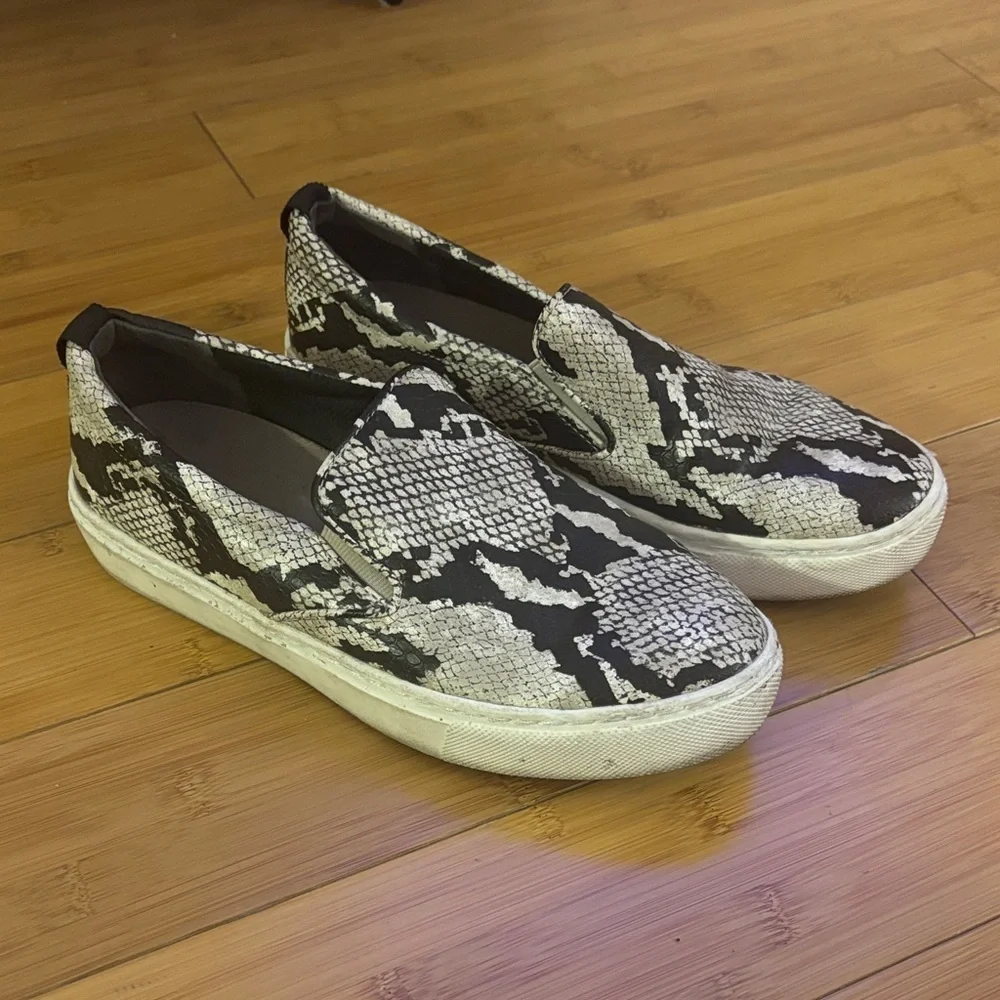 Dr. Scholl's Black and Gray Snakeskin Slip-On Sneakers - Picture 1 of 5